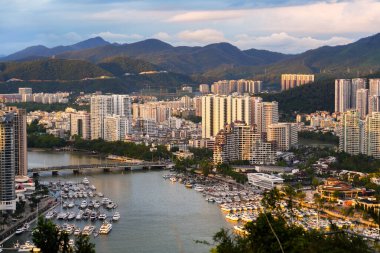 Sanya, China-SEP 15 2025-Sanya cityscape of high buildings, is the southernmost city on Hainan Island, China