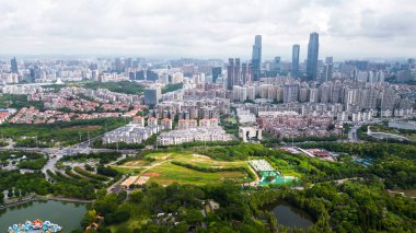 Nanning, China-SEP 09, 2025-The aerial photogrpahy of Nanning city's downtown, the big city in Guangxi province, south of China.