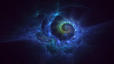 3D, soyut çok renkli teknoloji fraktal ışık arkaplanı oluşturuluyor