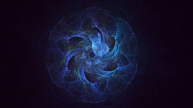 Soyut mavi fraktal ışık arkaplanı 3 boyutlu oluşturuluyor