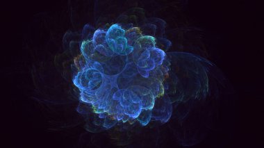 Soyut mavi fraktal ışık arkaplanı 3 boyutlu oluşturuluyor