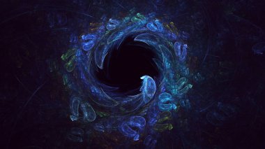 Soyut mavi fraktal ışık arkaplanı 3 boyutlu oluşturuluyor