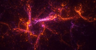 3D, soyut çok renkli teknoloji fraktal ışık arkaplanı oluşturuluyor