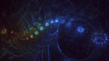 3B soyut renkli fraktal ışık arkaplanı oluşturma