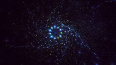 3D, soyut çok renkli teknoloji fraktal ışık arkaplanı oluşturuluyor