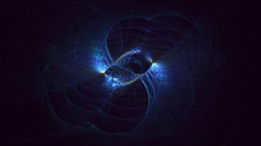 Soyut mavi fraktal ışık arkaplanı 3 boyutlu oluşturuluyor