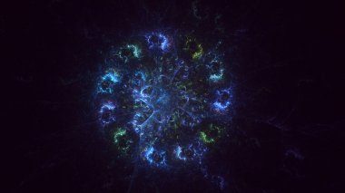 Soyut çok renkli fraktal ışık arkaplanı 3B görüntüleme