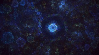 3D, soyut çok renkli teknoloji fraktal ışık arkaplanı oluşturuluyor