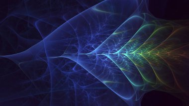 3D, soyut çok renkli teknoloji fraktal ışık arkaplanı oluşturuluyor