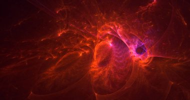 Soyut mavi fraktal ışık arkaplanı 3 boyutlu oluşturuluyor