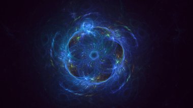 Soyut mavi fraktal ışık arkaplanı 3 boyutlu oluşturuluyor