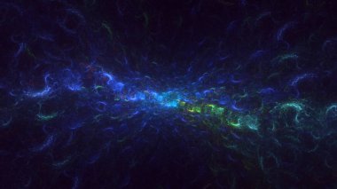 Soyut mavi fraktal ışık arkaplanı 3 boyutlu oluşturuluyor