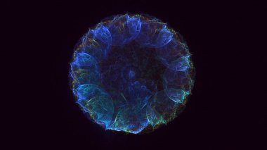 Soyut mavi fraktal ışık arkaplanı 3 boyutlu oluşturuluyor