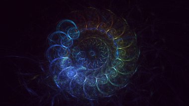 3D, soyut çok renkli teknoloji fraktal ışık arkaplanı oluşturuluyor
