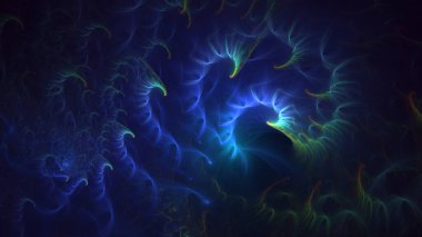 Soyut çok renkli fraktal ışık arkaplanı 3B görüntüleme