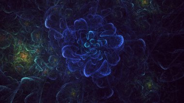 Soyut çok renkli fraktal ışık arkaplanı 3B görüntüleme