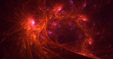 3D, soyut çok renkli teknoloji fraktal ışık arkaplanı oluşturuluyor