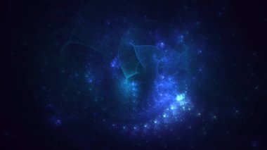 Soyut mavi fraktal ışık arkaplanı 3 boyutlu oluşturuluyor