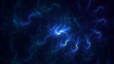 Soyut mavi fraktal ışık arkaplanı 3 boyutlu oluşturuluyor