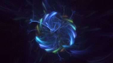 Soyut mavi fraktal ışık arkaplanı 3 boyutlu oluşturuluyor