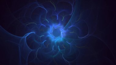 Soyut mavi fraktal ışık arkaplanı 3 boyutlu oluşturuluyor