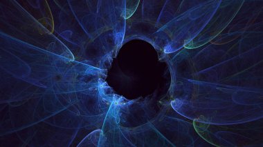Soyut mavi fraktal ışık arkaplanı 3 boyutlu oluşturuluyor