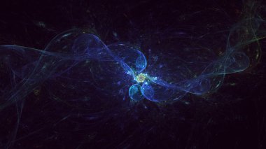 Soyut mavi fraktal ışık arkaplanı 3 boyutlu oluşturuluyor