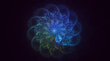 Soyut mavi fraktal ışık arkaplanı 3 boyutlu oluşturuluyor