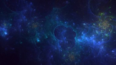 Soyut mavi fraktal ışık arkaplanı 3 boyutlu oluşturuluyor