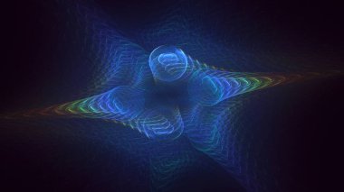 3D, soyut çok renkli teknoloji fraktal ışık arkaplanı oluşturuluyor