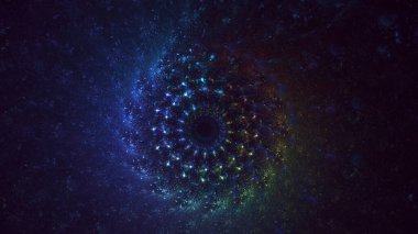 3D, soyut çok renkli teknoloji fraktal ışık arkaplanı oluşturuluyor