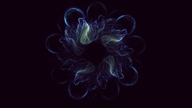 Soyut çok renkli fraktal ışık arkaplanı 3B görüntüleme