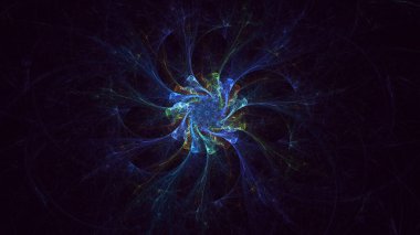 Soyut çok renkli fraktal ışık arkaplanı 3B görüntüleme