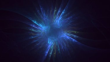 Soyut mavi fraktal ışık arkaplanı 3 boyutlu oluşturuluyor