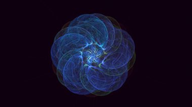 Soyut mavi fraktal ışık arkaplanı 3 boyutlu oluşturuluyor