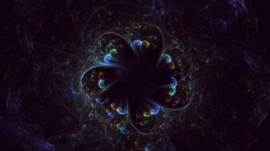 Soyut mavi fraktal ışık arkaplanı 3 boyutlu oluşturuluyor