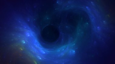 Soyut mavi fraktal ışık arkaplanı 3 boyutlu oluşturuluyor