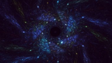 Soyut mavi fraktal ışık arkaplanı 3 boyutlu oluşturuluyor