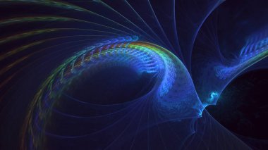 Soyut fraktal ışık arkaplanı 3 boyutlu oluşturuluyor