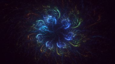 Soyut çok renkli fraktal ışık arkaplanı 3B görüntüleme