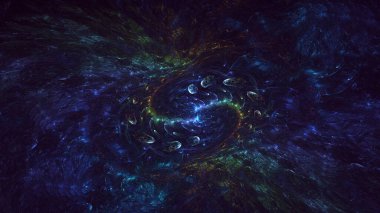 Soyut çok renkli fraktal ışık arkaplanı 3B görüntüleme