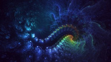 3D, soyut çok renkli teknoloji fraktal ışık arkaplanı oluşturuluyor