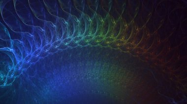 3D, soyut çok renkli teknoloji fraktal ışık arkaplanı oluşturuluyor