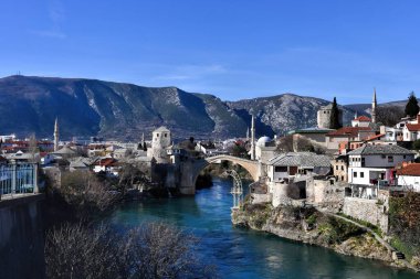 Bosna-Hersek 'in Mostar kentinde eski köprünün fotoğrafları