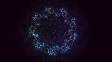 Soyut fraktal ışık arkaplanı 3 boyutlu oluşturuluyor