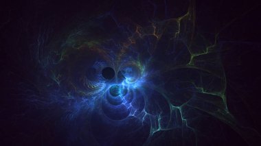 Soyut fraktal ışık arkaplanı 3 boyutlu oluşturuluyor