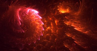 Soyut çok renkli fraktal ışık arkaplanı 3B görüntüleme