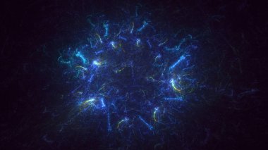 Soyut fraktal ışık arkaplanı 3 boyutlu oluşturuluyor