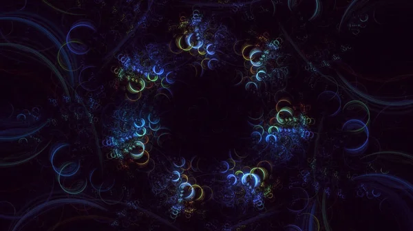 Рендеринг Абстрактной Многоцветной Технологии Фрактального Освещения — стоковое фото