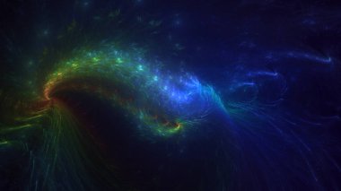 3D soyut çok renkli süpernova fraktal ışık arkaplanı oluşturma